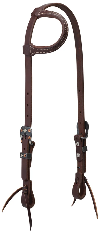 Weaver Leather 10-0612 Working Tack Chevron Designer Hardware Sliding Ear Headstall, Oiled Canyon Rose