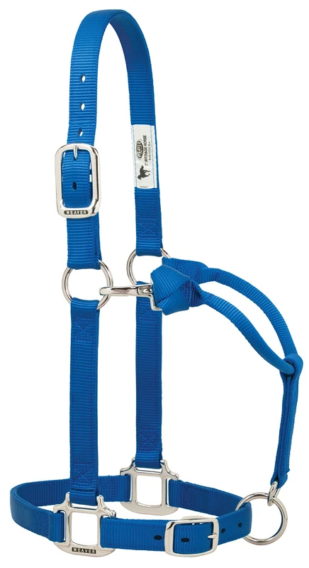 Weaver Leather 35-7374-BL Original Adjustable Nylon Halter with Chrome Plated Hardware, Blue, 1" Small Horse