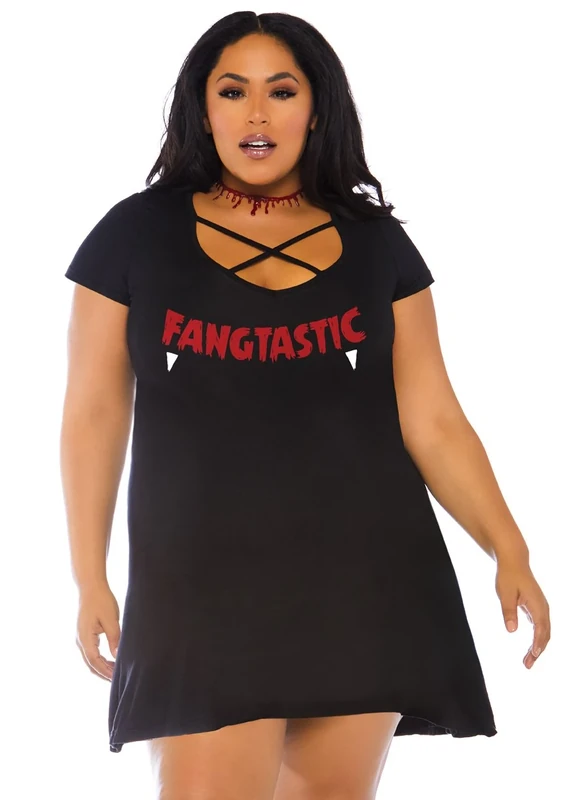 Leg Avenue 86769X - Fangtastic Jersey Dress, 1X-2X (Black) - Image 1