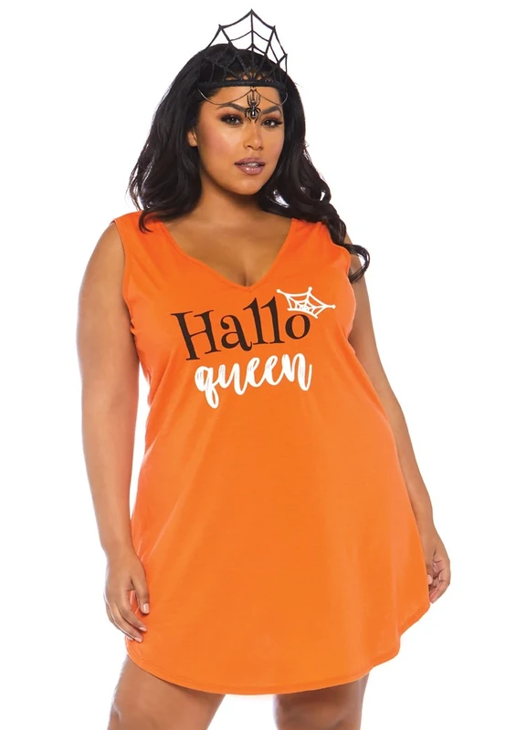 Leg Avenue 86766X - Halloqueen Jersey Dress, 3X-4X (Orange) - Image 1