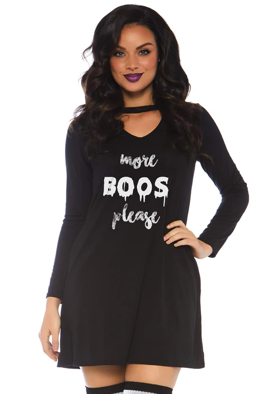 Leg Avenue 86768X - More Boos Jersey Dress, 3X-4X (Black)