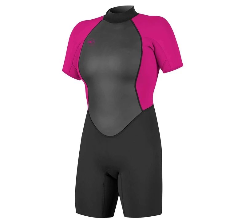 O'Neill Wetsuits Women's Reactor II 2mm Back Zip Spring Wetsuit, Black/Berry, 6