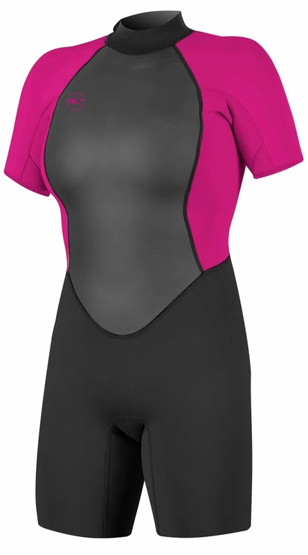 O'Neill Wetsuits Women's Reactor II 2mm Back Zip Spring Wetsuit, Black/Berry, 8