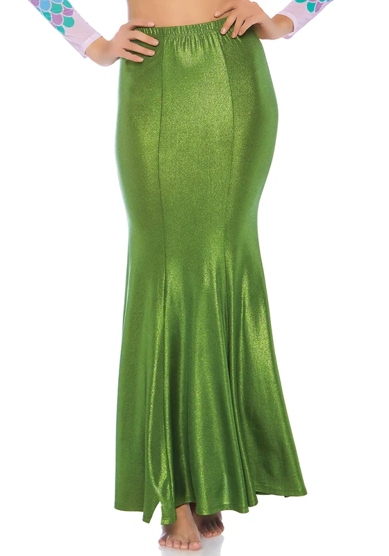 Leg Avenue 86771X - Shimmer Spandex Mermaid Skirt, 3X-4X (Green)
