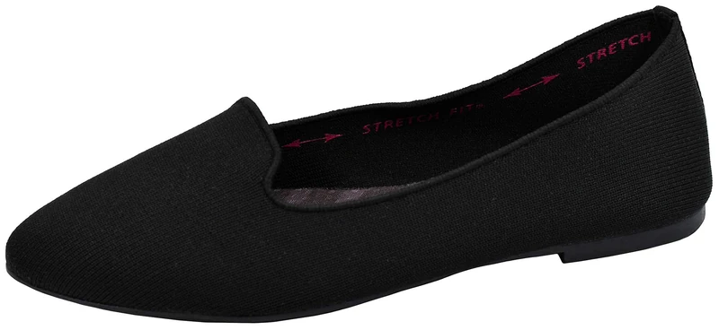 Skechers Women's Cleo-Sherlock-Engineered Knit Loafer Skimmer Ballet Flat, Black, 6 UK
