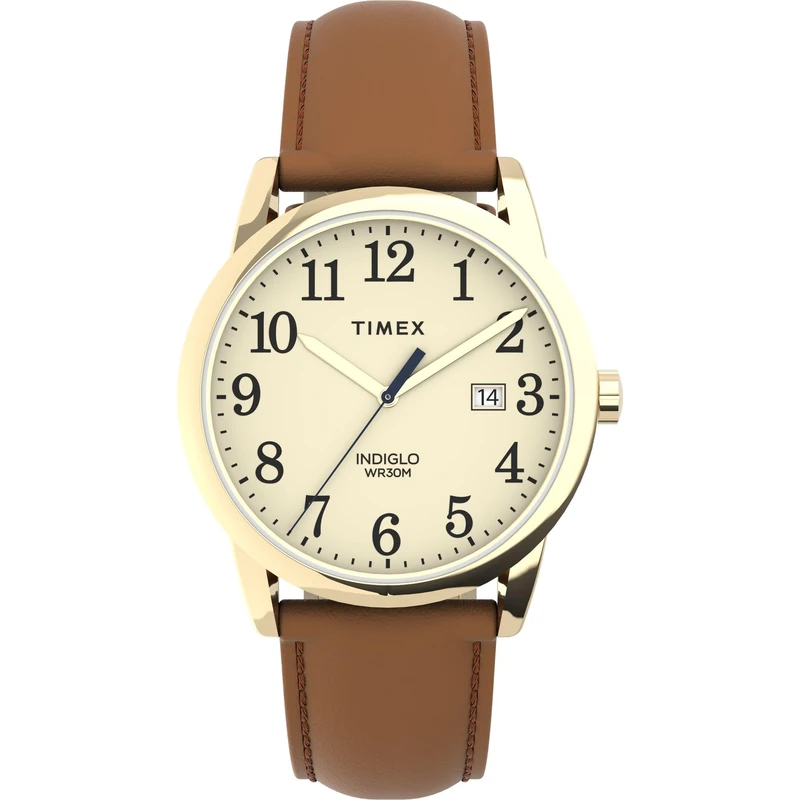 Timex Easy Reader® Women's Color Pop 38 mm Watch, Cream Dial, Brown Leather Strap TW2R62700