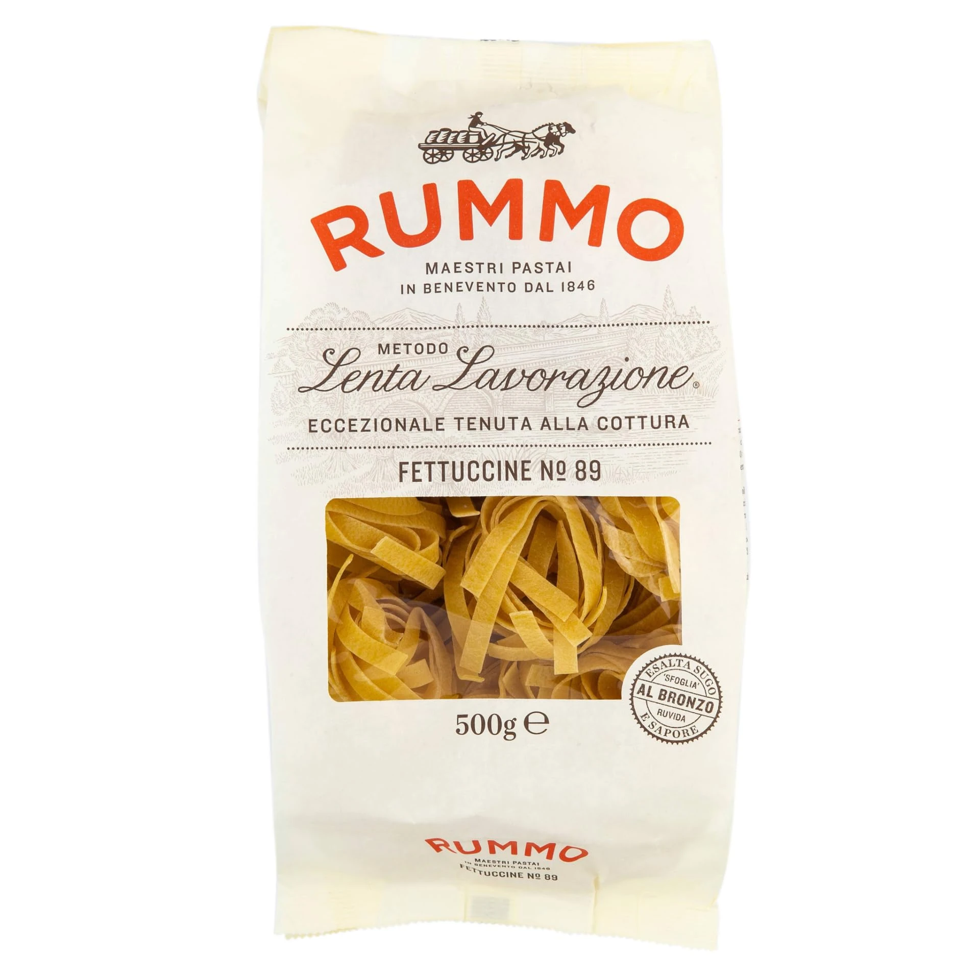 Rummo Fettuccine Pasta No.89 - Classic Ribbon-Cut Pasta, Expertly Made for Rich & Elegant Dishes, 500 g (Pack of 1)