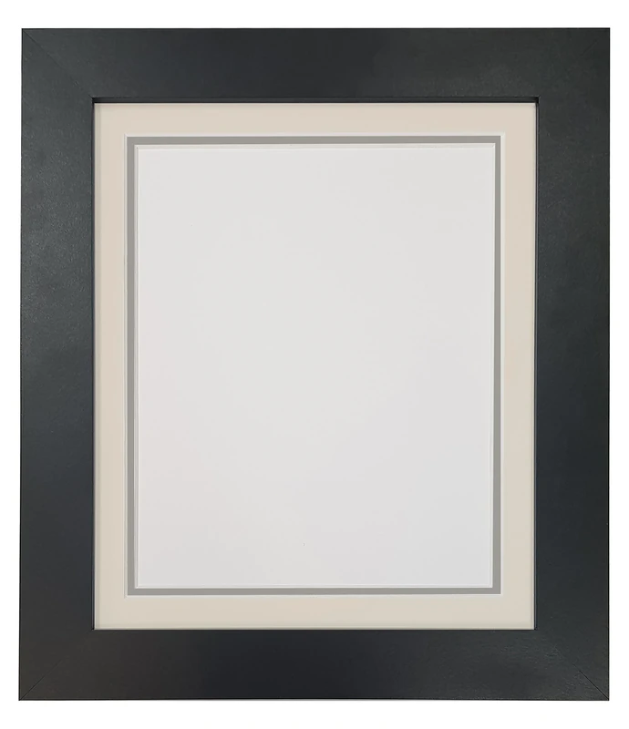 Metro Black Photo Picture Poster Frame with Double Light Grey on Dark Grey Mount 50 x 70 cm for Image Size A2