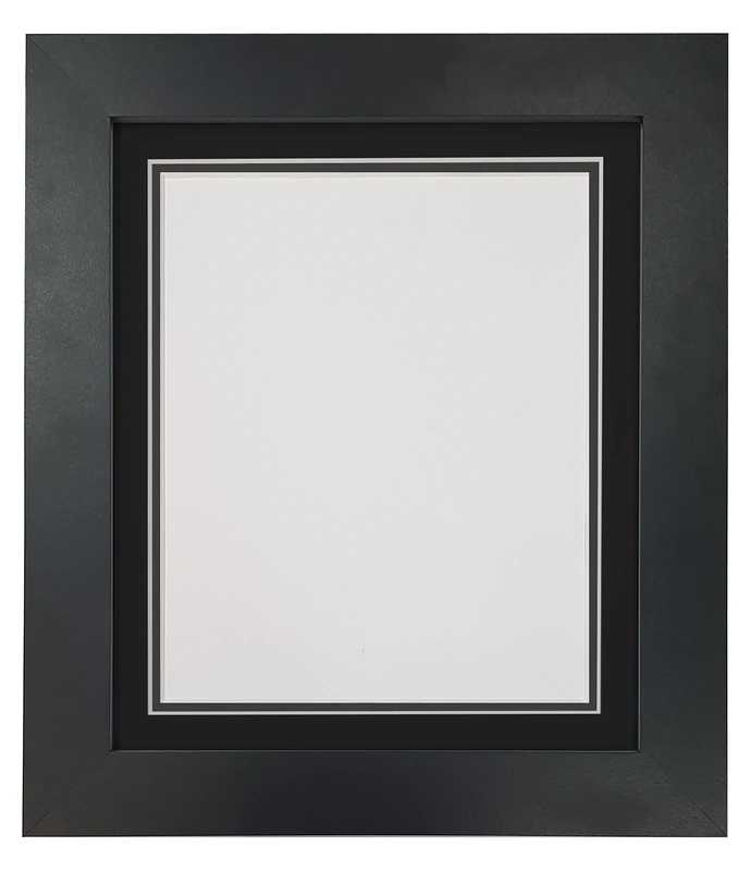 Metro Black Photo Picture Poster Frame with Double Black Mount 50 x 70 cm for Image Size A2