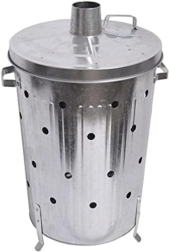 Trendi 90 Litre Extra Large 90L Galvanised Metal Incinerator Recycle Garden Rubbish Fire Wood Burner Burning Leaves