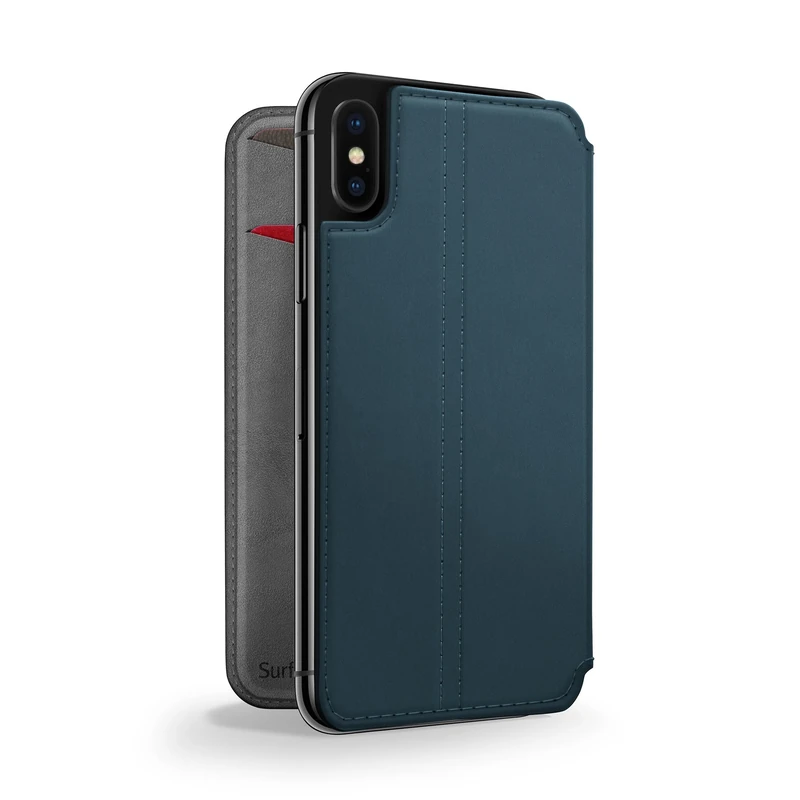 Twelve South SurfacePad for iPhone X|Slim luxury leather folio with wake/sleep functionality (deep teal)