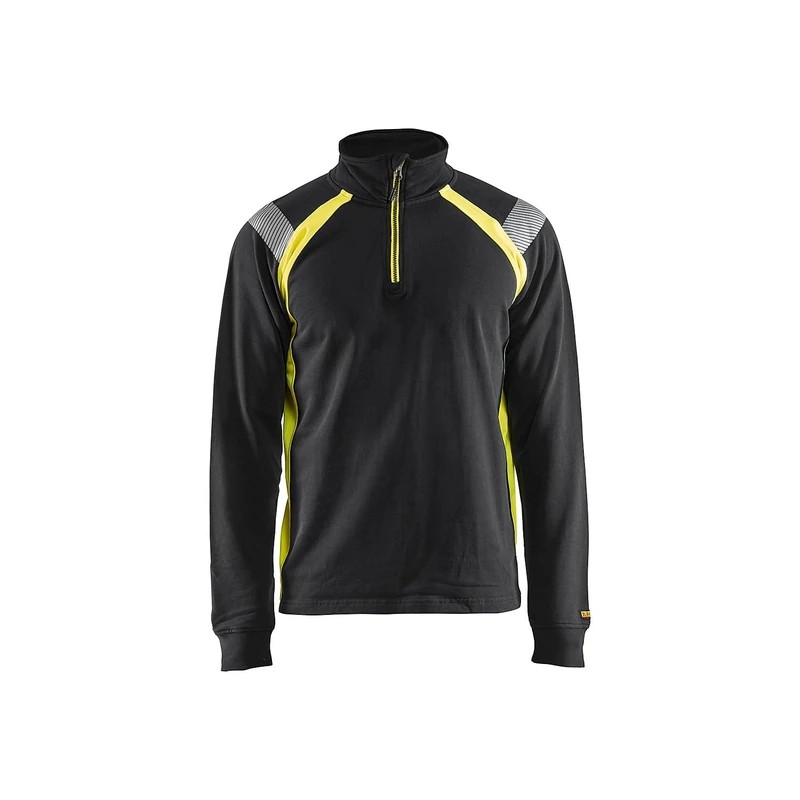Sweatshirt with half zip, XXXL, Black/Yellow
