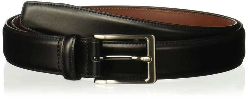 Perry Ellis Men's Amigo Leather Dress Belt - Black, 36
