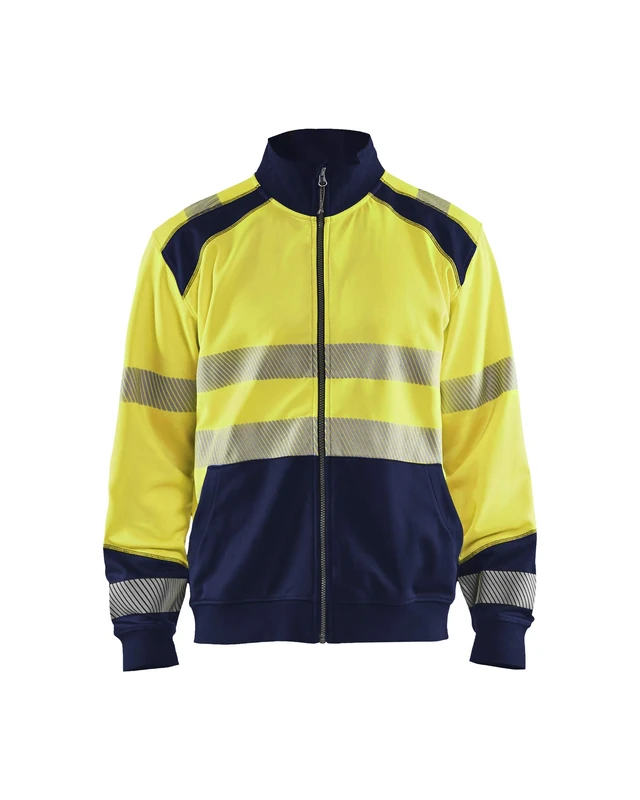 High Vis Sweatshirt with Zip Yellow/Navy, M, Yellow/navy blue