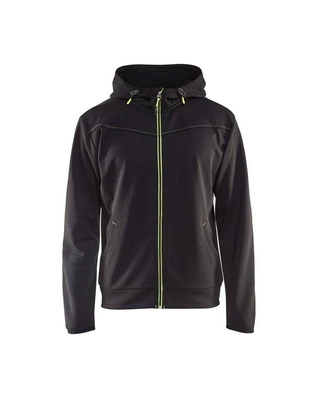 Blakläder 3363252699334XL Hoodie with Full Zip, Black/Yellow, 4X-Large