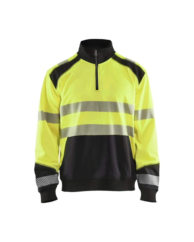 High Vis Half-Zip Sweatshirt Yellow/Navy Blue, S, Yellow/Black