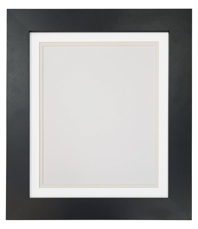 Metro Black Photo Picture Poster Frame with Double White on Ivory Mount 24 x 20 for Image Size 20 x 16 inch
