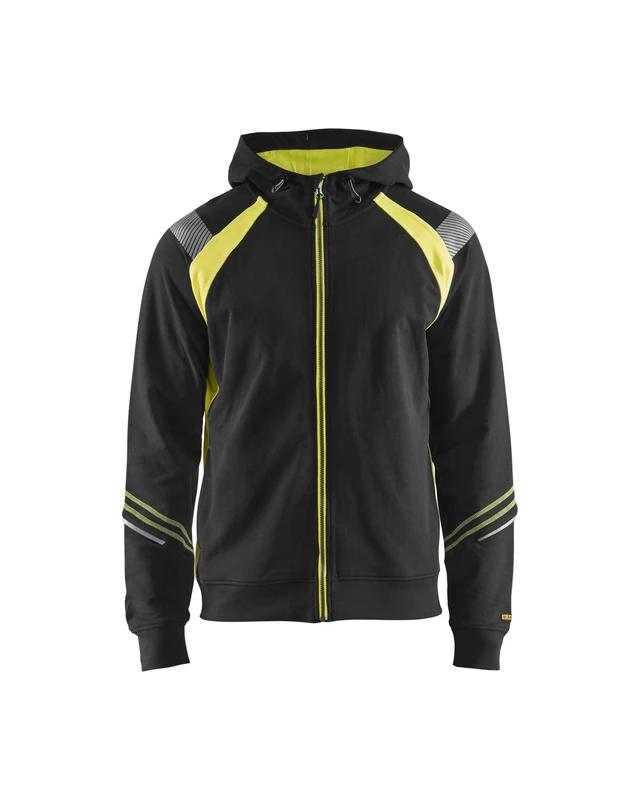 Sweatshirt with zip, S, Black/Yellow