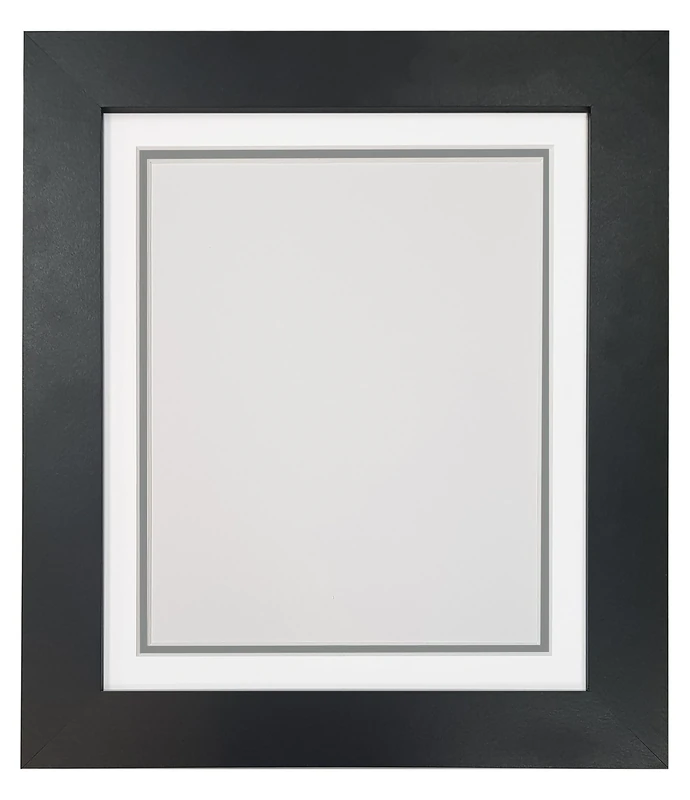 Metro Black Photo Picture Poster Frame with Double White on Dark Grey Mount 60 x 80 cm for Image Size 50 x 70 cm
