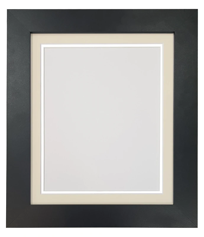 Metro Black Photo Picture Poster Frame with Double Ivory on White Mount 24 x 20 for Image Size 50 x 40 cm