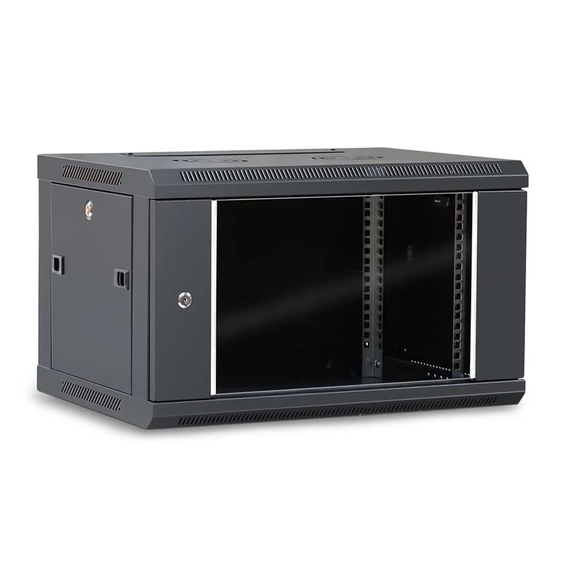 WAYTEX 37401 Network Cabinet 19 Inch 6U - L 600 x D 450 x H 368 mm - Wall Mounted or Free Standing Included - Glass Door with Lock - Colour Black