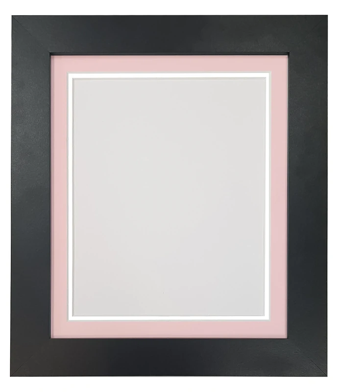 Metro Black Photo Picture Poster Frame with Double Pink on White Mount A1 for Image Size A2