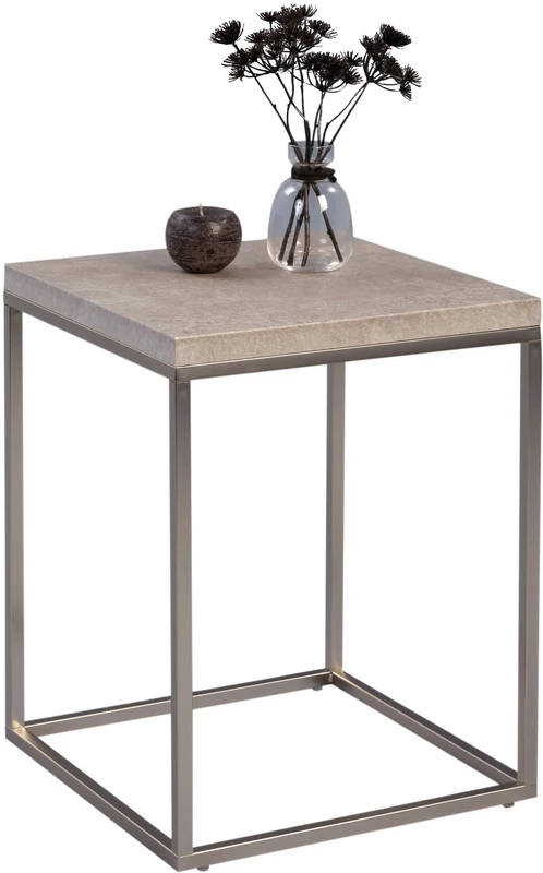 M2 Kollektion Side Table, Wood, Metal Concrete Look, 40 x 40 x 52 cm