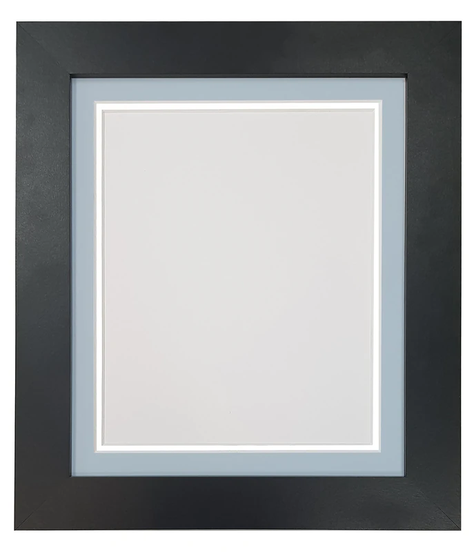 Metro Black Photo Picture Poster Frame with Double Blue on White Mount 40 x 30 inch for Image Size A1