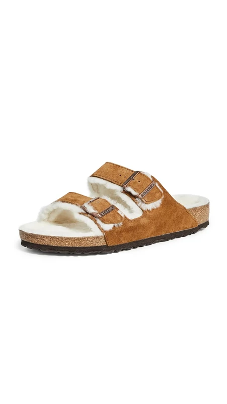 Birkenstock Arizona Shearling Mink Beige Unisex Sandals 41 (US Women's 10-10.5)