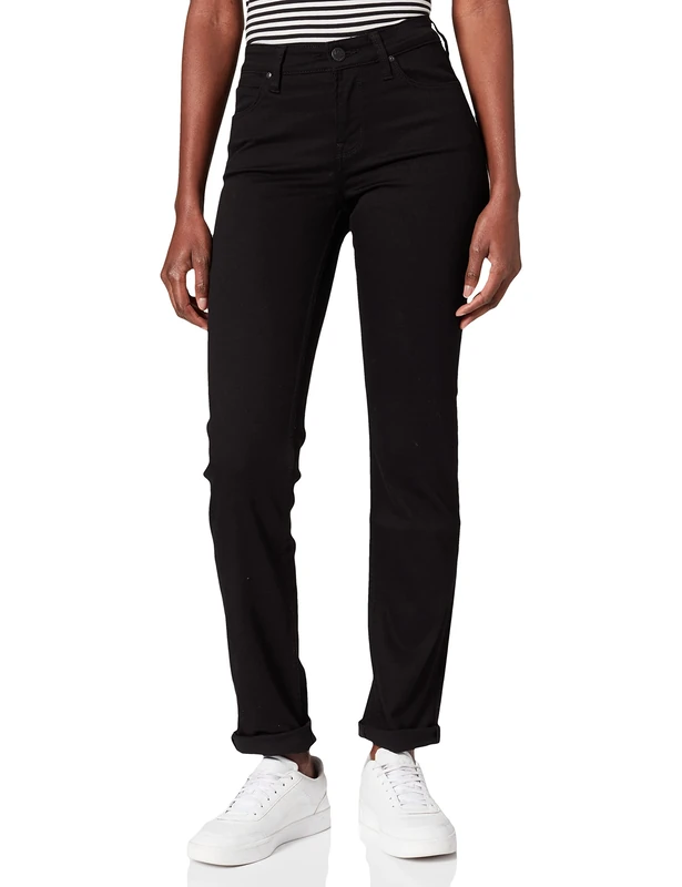 Lee Women's Marion Straight Jeans, Black (Black Rinse 47), 31W / 35L