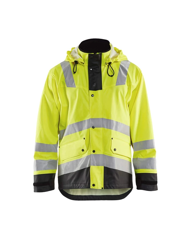 Blakläder 430220033399X-Large High-Vis Rain Jacket "level 2", Yellow/Black, X-Large