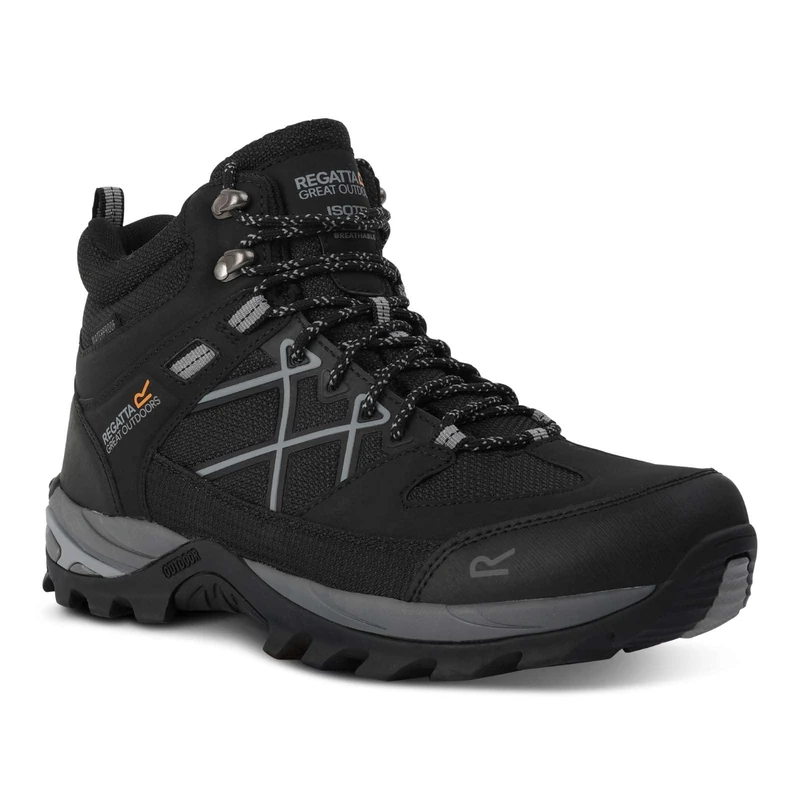 Regatta Mens Samaris II Waterproof Walking Ankle Boots - Black/Granite - 7 UK