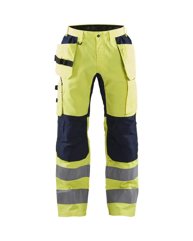 Blakläder 155218113389C54 High-Vis Trousers Size with Stretch in Yellow/Navy Blue, C54