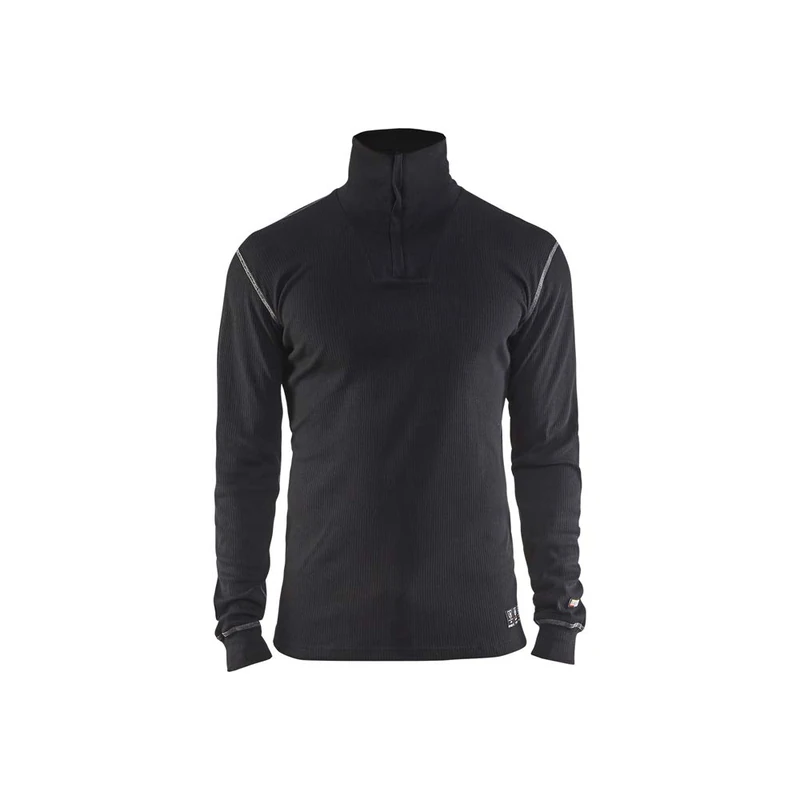 Blaklader 489817259900XS Flame Retardant Undershirt, Half-Zip, Black, Size XS