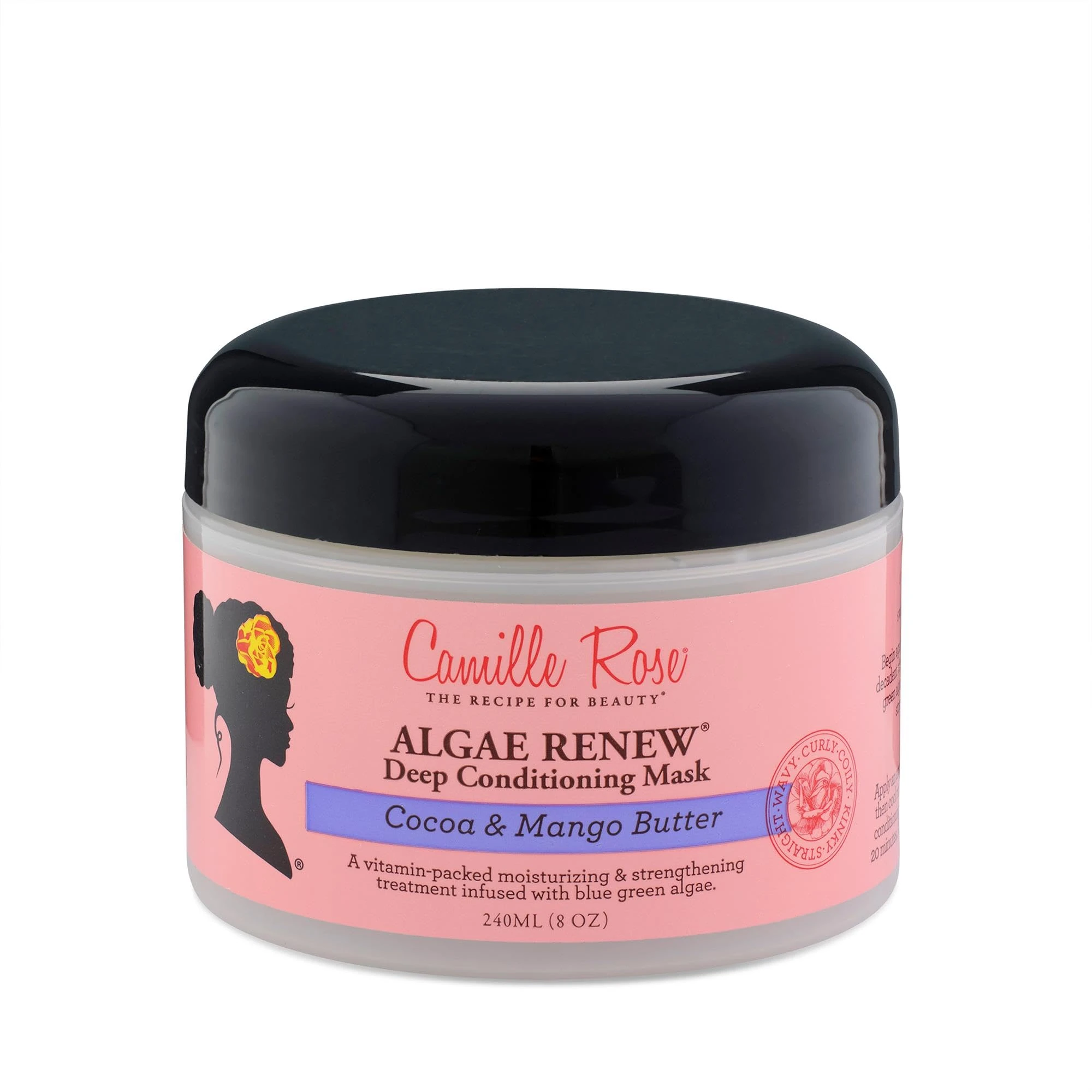 Camille Rose Algae Renew Deep Conditioning Wash Out Hair Mask, For All Hair Types, Nourish and Strengthen, Cocoa and Mango Butter, 240 ml (Pack of 1)