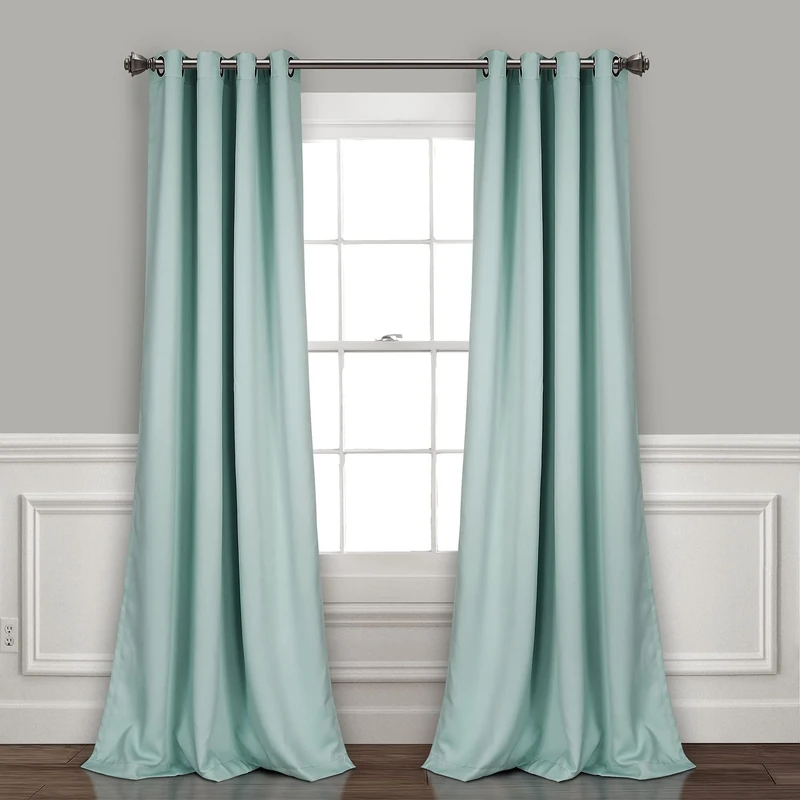Lush Décor Insulated Grommet Blackout Curtain Panels Blue Pair Set 52x95