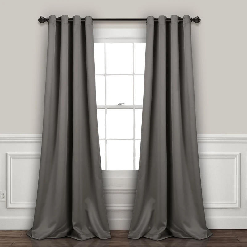 Lush Décor Insulated Grommet Blackout Curtain Panels Dark Gray Pair Set 52x95