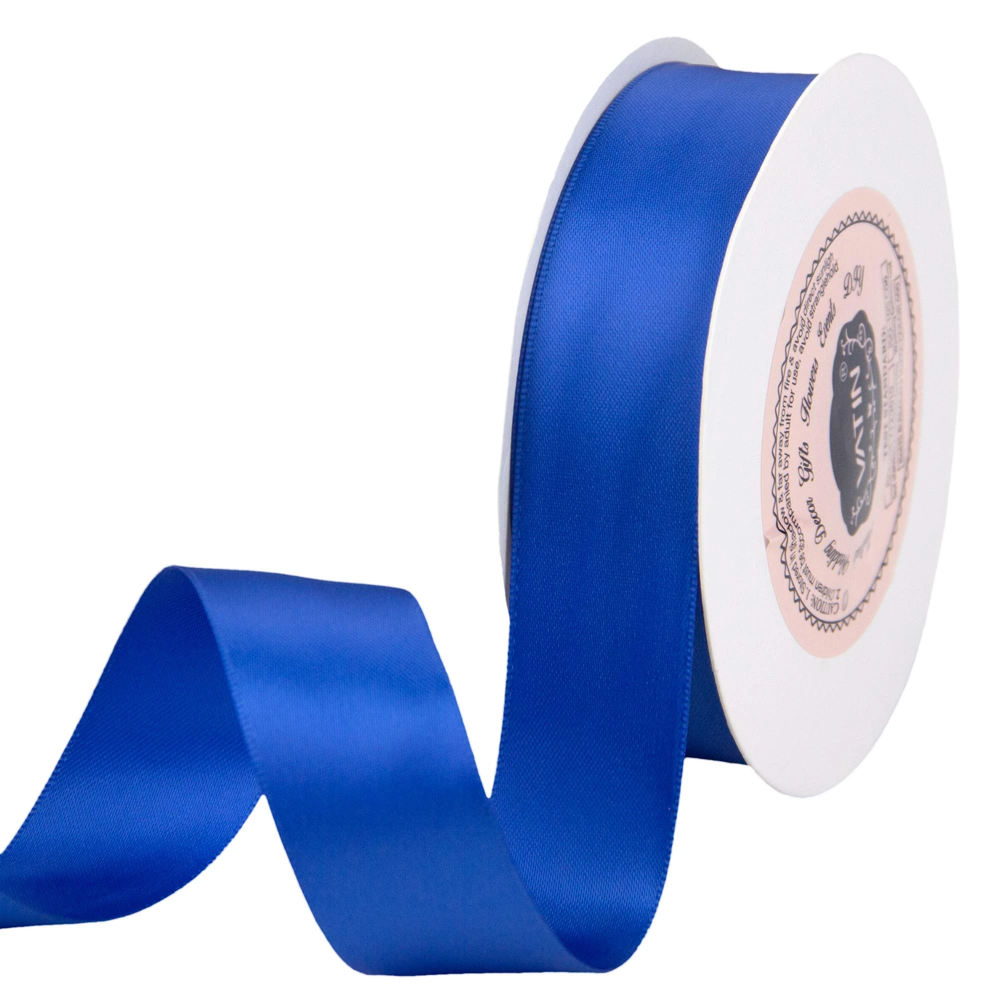VATIN 25mm Double Faced Polyester Satin Ribbon Light Royal Blue - 23 Metre/Spool, Perfect for Wedding, Wreath, Baby Shower,Packing and Other Projects.