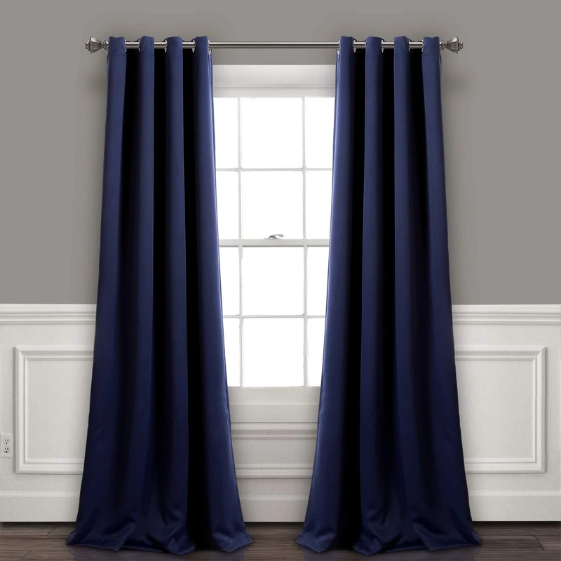 Lush Décor Insulated Grommet Blackout Curtain Panels Navy Pair Set 52x95