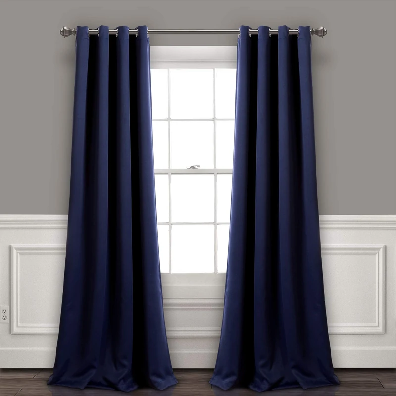 Lush Decor Insulated Grommet Blackout Curtains Panel Pair, 52" W x 84" L, Navy