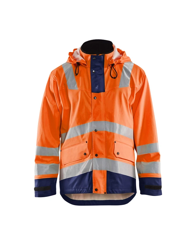 Blakläder 430220035389L High-Vis Rain Jacket "level 2", Orange/Navy Blue, Large