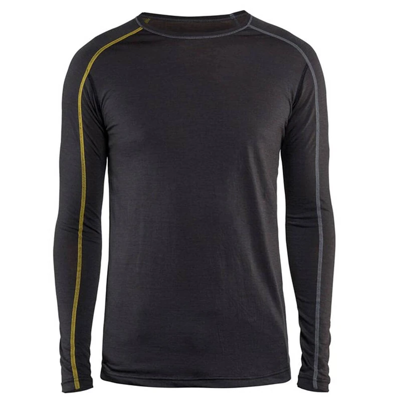 Blakläder 479917349835M "XLIGHT" Underwear Top of Merino Wool, Dark Grey/Yellow, Medium