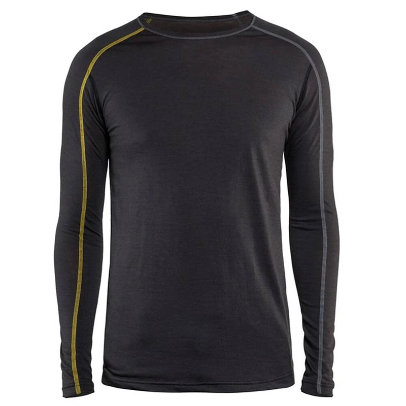 Blakläder 479917349835XX-Large Underwear Top "X-Largeight" Size of Merino Wool in Dark Grey/Yellow, XX-Large