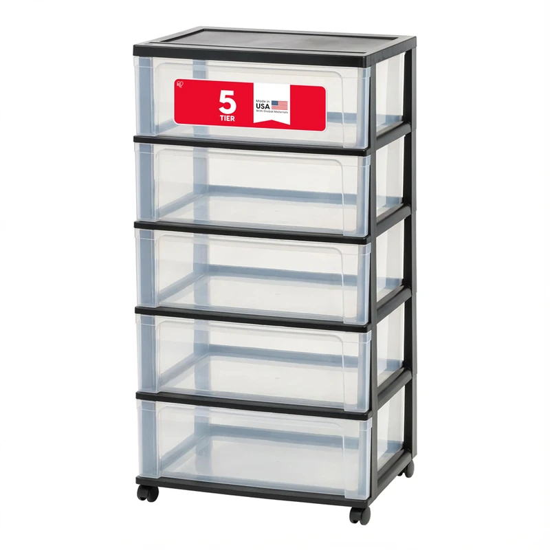 Iris 110306 110306 5-Drawer Wide Chest, Black - Image 1