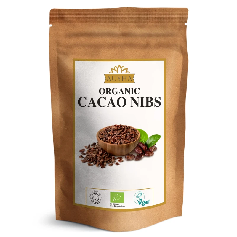 AUSHA Organic Raw Cacao Nibs 1kg | Premium Quality l Soil Association Certified - Rich in Iron,Magnesium