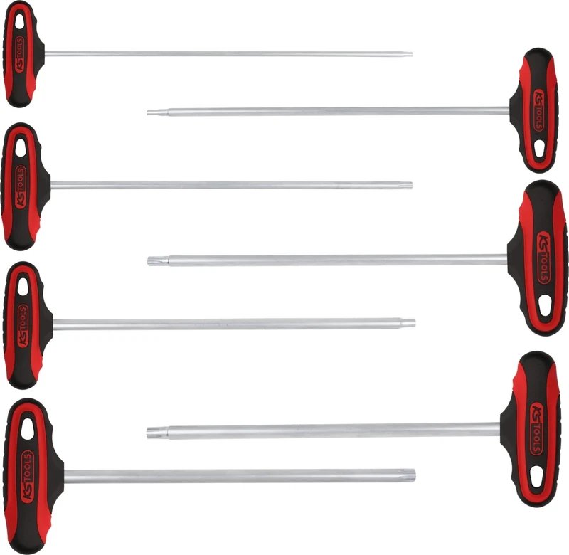 KS Tools Plastic 158.5050 ERGOTORQUEplus T-Grip Ribe Allen Key Set, 7 Pieces M4 – M10