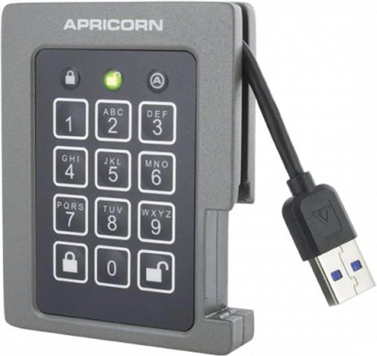 Apricorn Aegis Padlock 2 TB SSD 256-Bit, FIPS 140-2 Level 2 Validated Ruggedized USB 3.0 Encrypted External Portable Drive (ASSD-3PL256-2TBF)