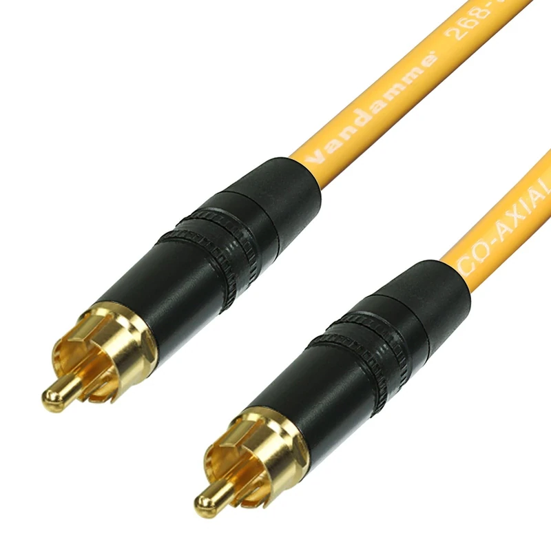 SPDIF Digital Audio Video Coaxial Cable RCA to RCA Van Damme 75 ohm Coax Phono (25 m, Yellow)
