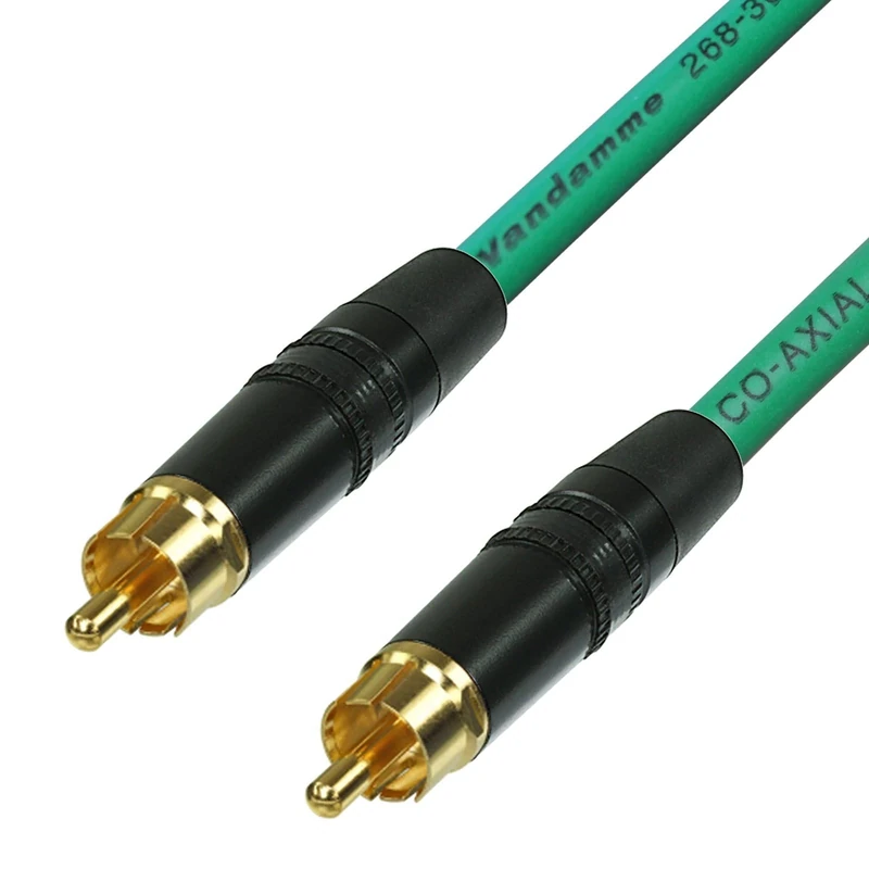 SPDIF Digital Audio Video Coaxial Cable RCA to RCA Van Damme 75 ohm Coax Phono (20 m, Green)