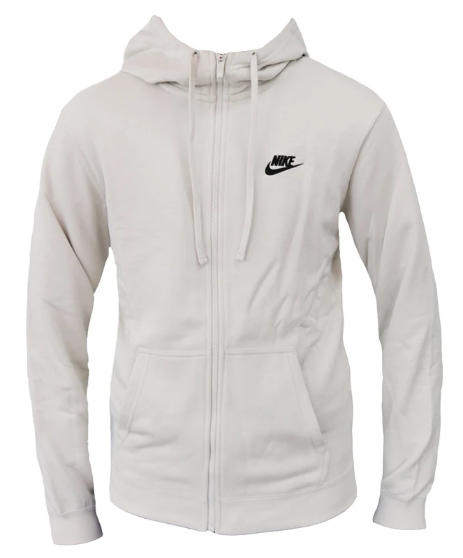 Nike Men's FZ FT Club Hoodie - Light Bone/Black, Large